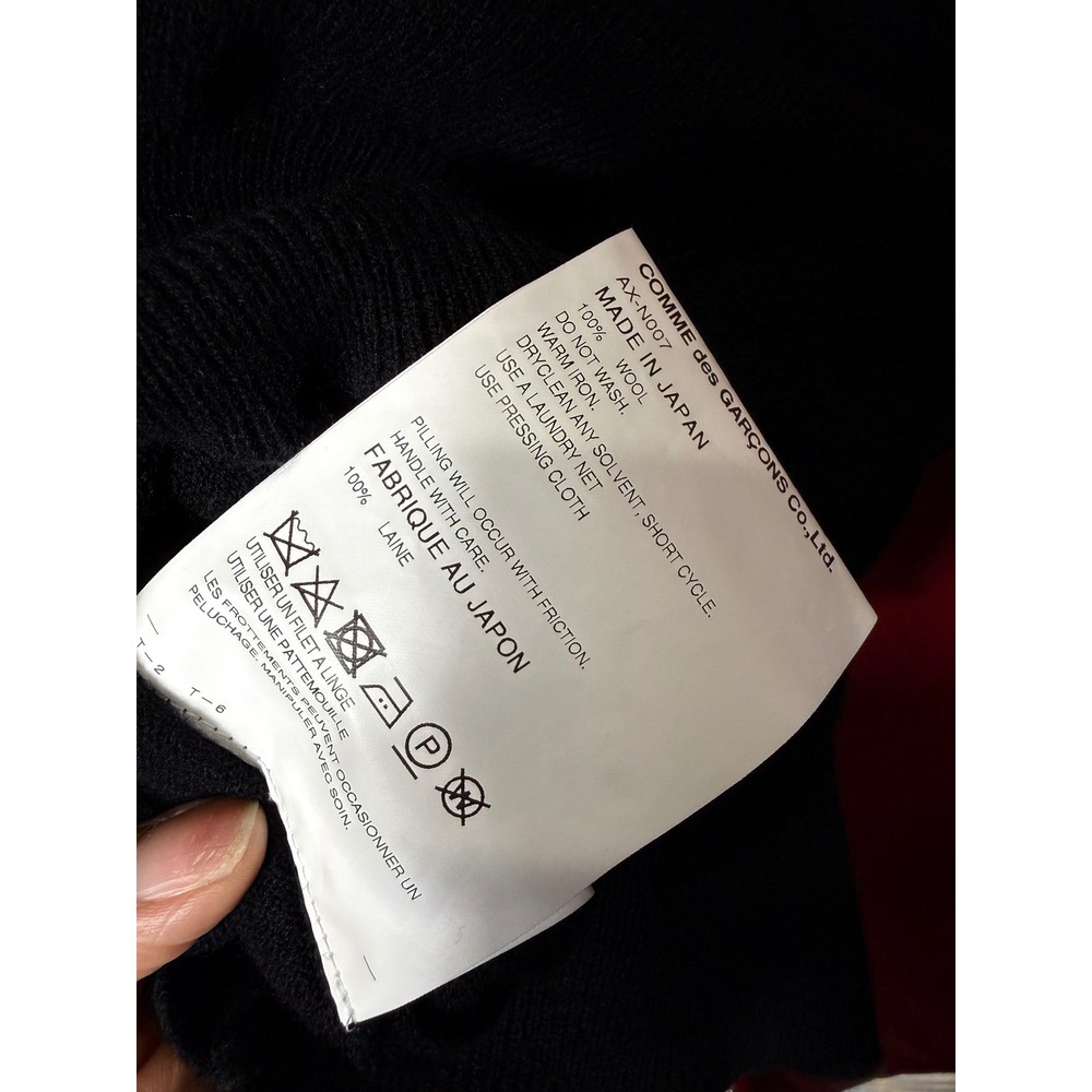 Comme des Garçons Play 2000s Wool Cardigan Red Heart Logo Black Size M - Picture 6 of 6